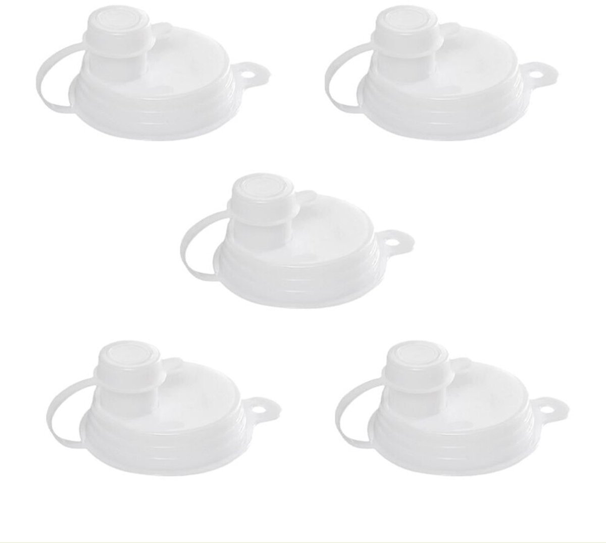 Herbruikbare deksels voor drankblikjes, wit, PET-materiaal, 5,8 cm, verpakking van 5 stuks