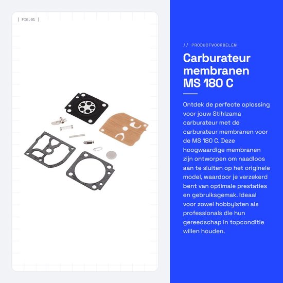 Carburateur Reparatieset Geschikt voor Diverse Kettingzaag Modellen MS 180 170 018 017 — afbeelding 5