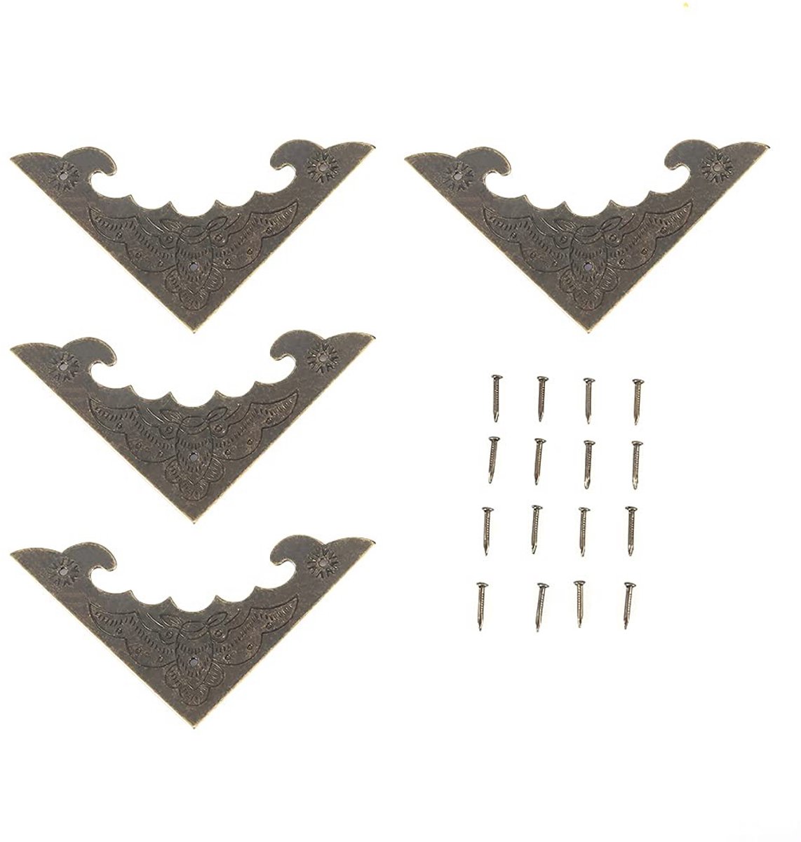 Dailygoods- Hoekbeschermers Antiek Ontwerp - 12 Stuks - Decoratieve Hoekbeschermers - Houten Doos Bescherming - IJzer - Brons Kleur - Hoekdecoratie