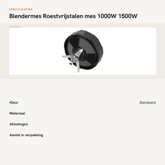 Allecto - Blendermes - Roestvrijstalen mes - 1000W 1500W - Vervangend onderdeel - Geschikt voor sapcentrifuge - 7 vinnen van Merkloos — afbeelding 2