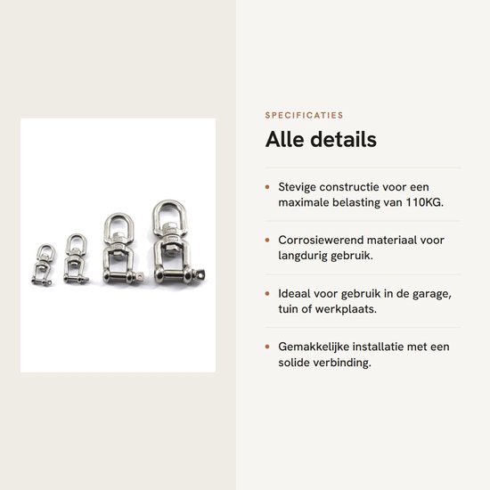 Dailygoody - 4 Pack 304 Rvs M4 Jaw Eye Swivel Ring Beugel - 360° Swivel Ring Connector - Geschikt voor diverse toepassingen - Max belasting 110KG - Du van Merkloos — afbeelding 2