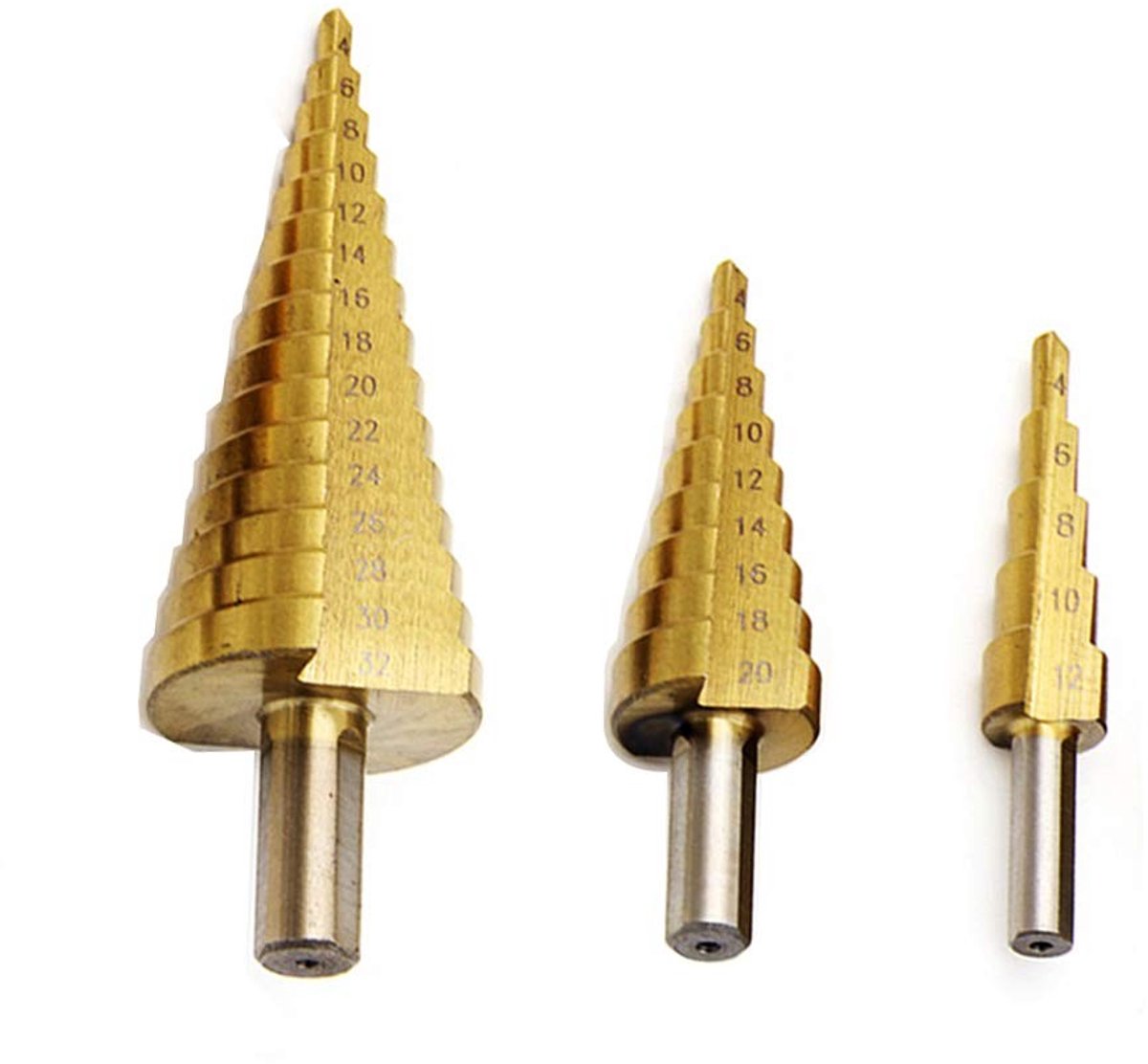 Dailygoods- Stapboor Set 3 Stuk - HSS/Titanium Coated - Hex Schacht - Dubbele Snijbladen - X-Type Openingen - Lange Levensduur - Boorset