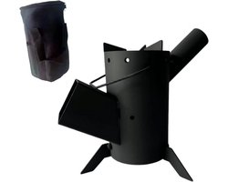 Draagbare Camp Rocket Stove - Koolstofstaal Houtgestookte Camping Kachel met Opbergtas voor Outdoor en Achtertuin Koken
