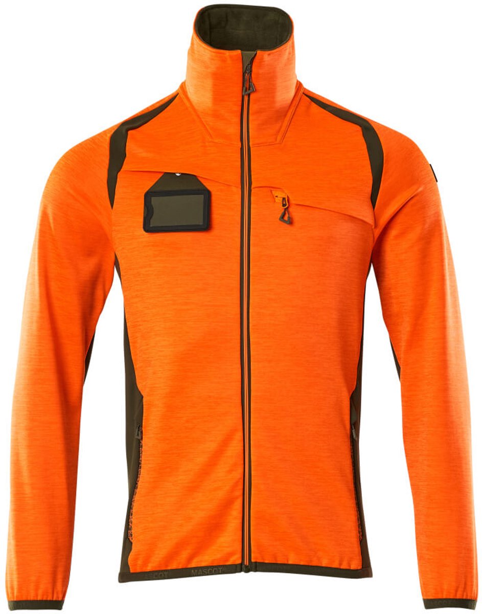 Mascot Accelerate Safe Fleecetrui met rits 19403-316 - hi-vis oranje/mosgroen - 5XL