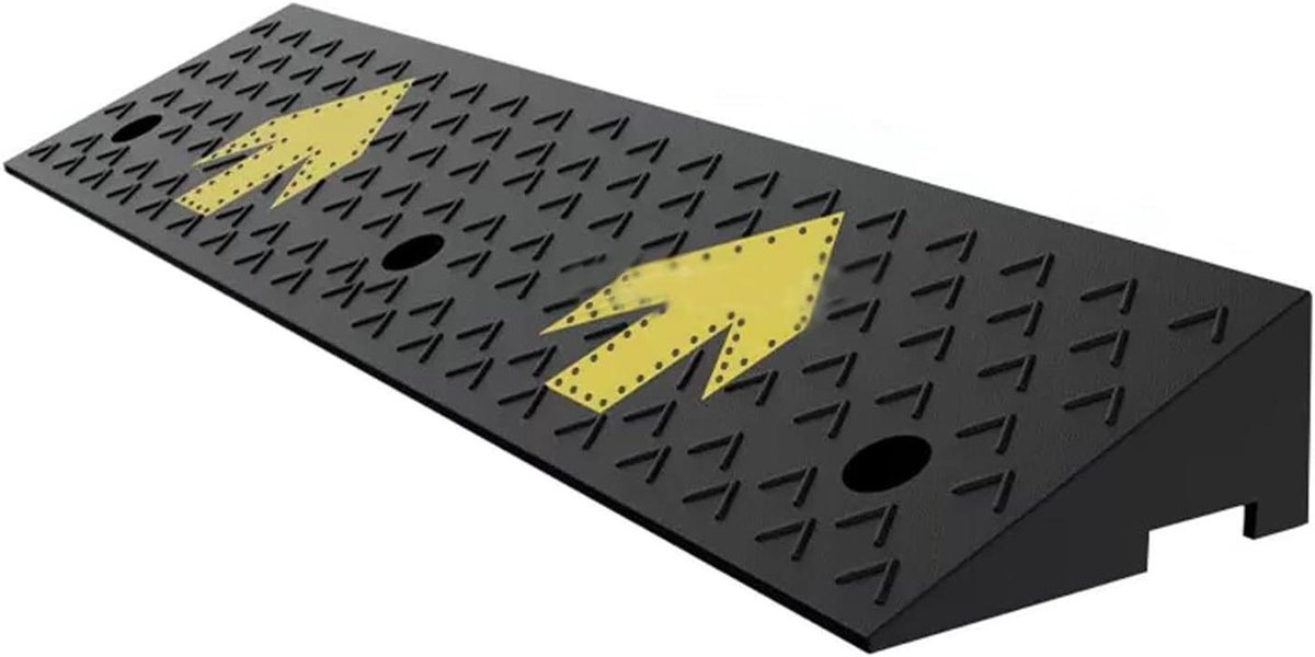 Rubberen Drempelhelling - Stoeprand Oprit - Toegankelijkheid Verbeteren - Hoge Belastingsweerstand - 100x25 cm - Zwart