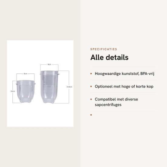 Dailygoody - Sapcentrifugebeker - Vervangingsonderdelen - Hoge en Korte Formaat - Plastic Beker - Accessoires voor Sapcentrifuge - Geschikt voor Korte van Merkloos — afbeelding 2