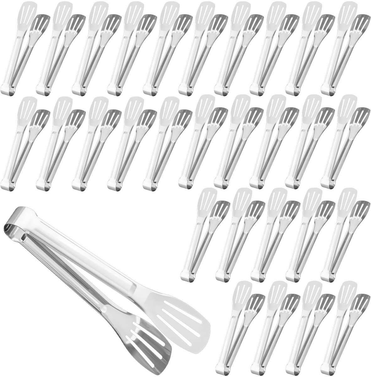 Dailygoods- Voedselserveertang 24 cm - 30 Stuks - Roestvrij Staal - Lichtgewicht - Geschikt voor Koken/Serveren - Ideaal voor Catering - Serveertang