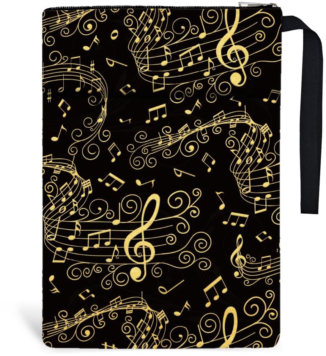 Dailygoods- Boekomslagen 2 Stuks - Polyester Boekhoes - Muzieknoten Design - Boekbescherming met Ritssluiting - Voorvak - Verjaardagscadeau