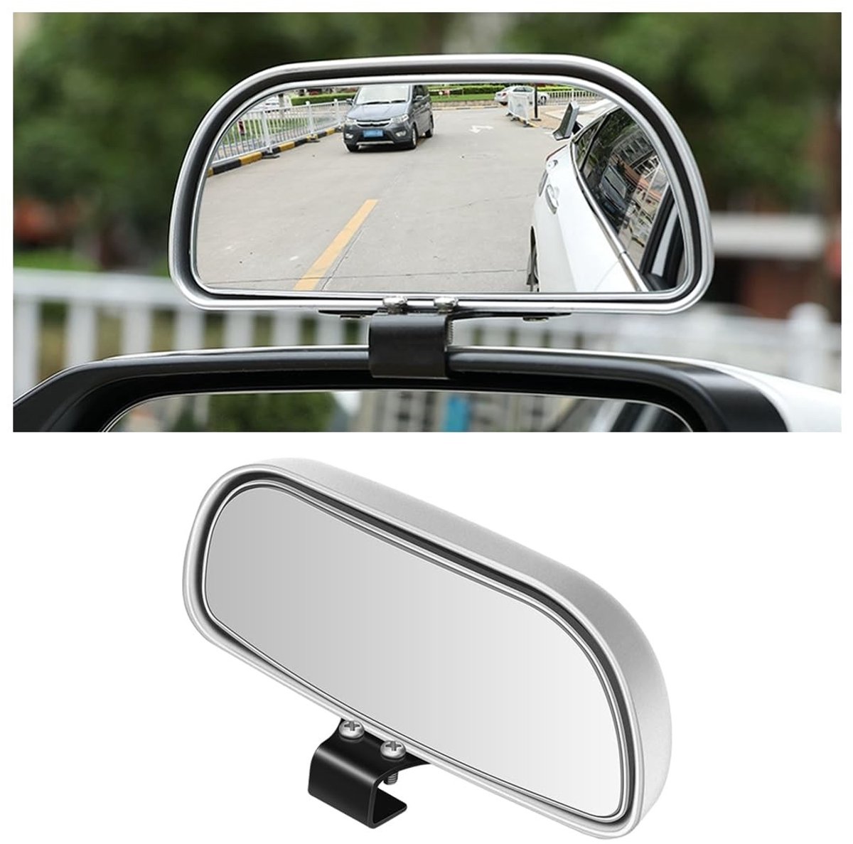 Dailygoods- Achteruitkijkspiegel 360 Graden Verstelbaar - Dodehoekspiegel - Groothoek Spiegel - Universeel - Zilver - Hoogwaardig ABS + Glas