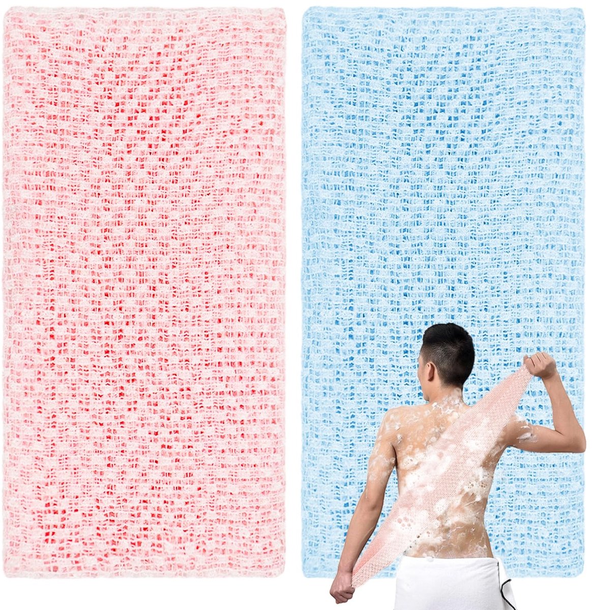 Dailygoods- Rugschrobber Exfoliërend - Rugschrobber voor Douche - Scrub Doek Rug - Douchehanddoek - Lichaamsreiniging - Set van 2 Stuks - Scrubdoek