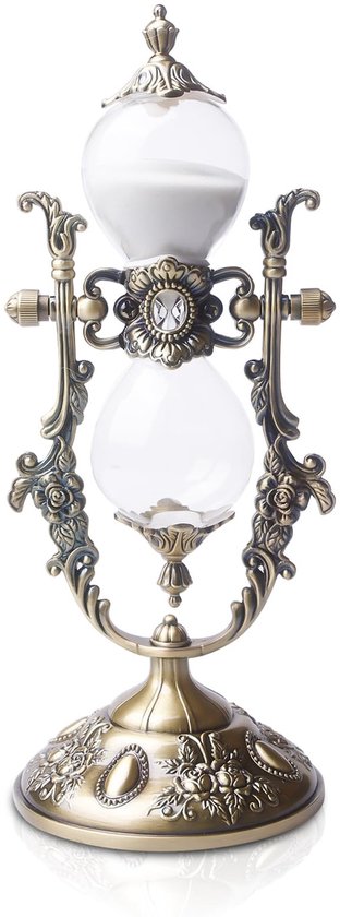 Foto: Dailygoods zandloper 15 minuten vintage decoratieve timer messing gouden frame borosilicaatglas perfect cadeau meditatieve sfeer
