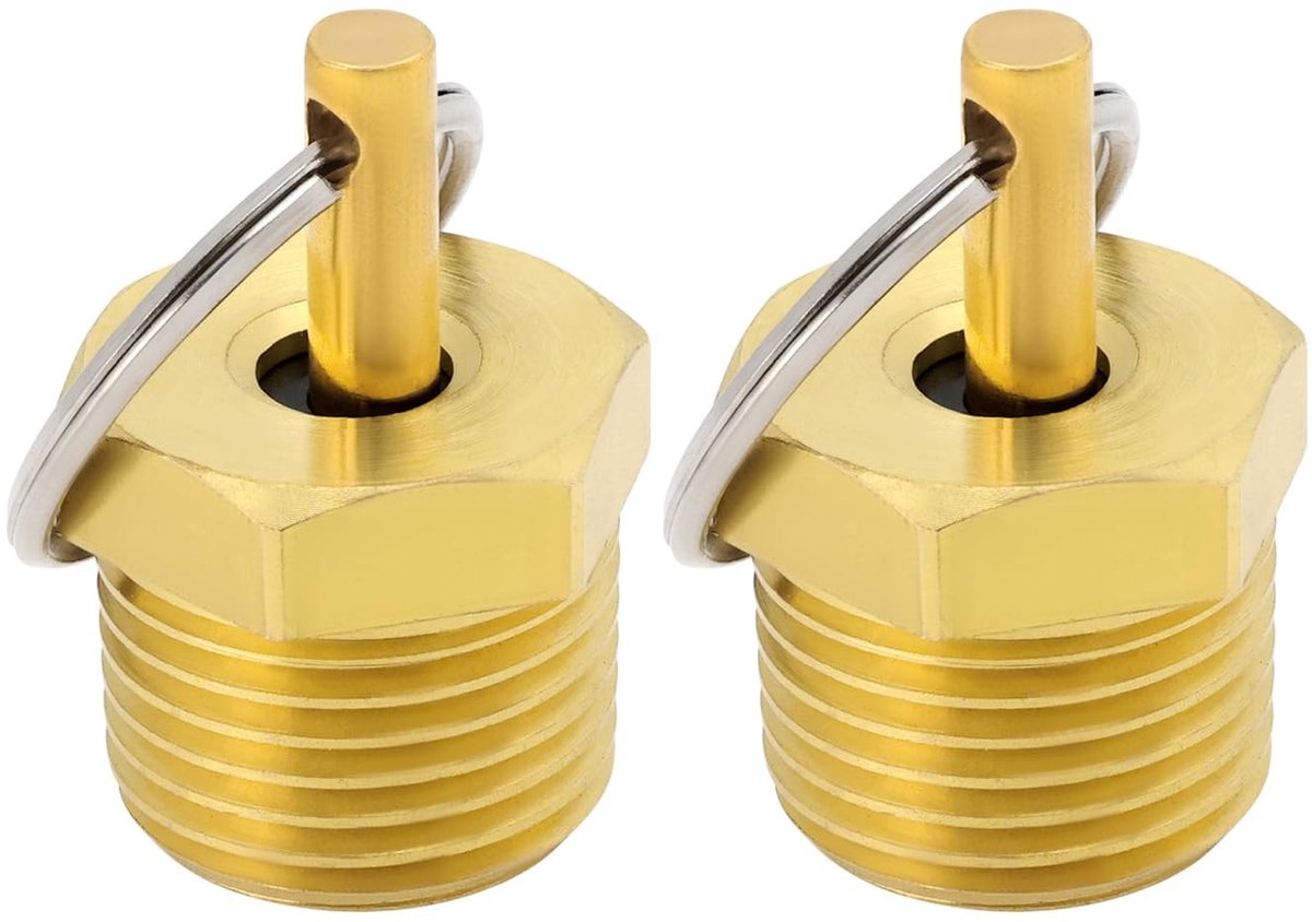 Dailygoods- Afvoerklep - 1/2 Inch NPT - Messing - Veiligheidsklep - Trekring - 21mm Hex Diameter - Duurzaam ontwerp