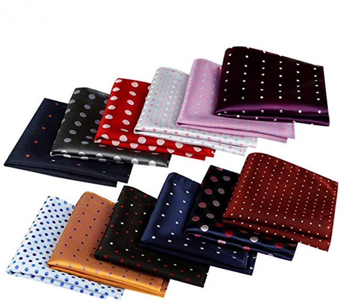 Dailygoods- Zakdoeken 12 Stuks - Heren Katoenen Zakdoeken - Bruiloft Accessoire - Handgemaakt - Verschillende Designs - 25 x 25 cm - Pochet