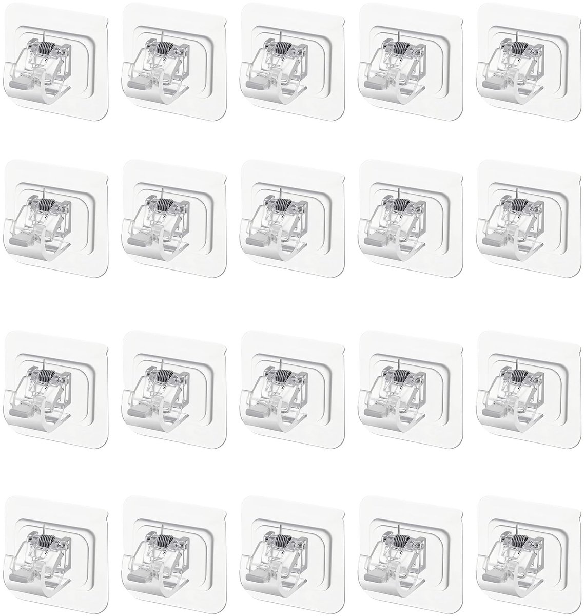 Dailygoods- Gordijnroede - 20 Stuks - Transparante Gordijnstanghouder - Zelfklevende Bevestiging - Stabiele Klem - Geschikt voor Stangen tot 2,2 cm