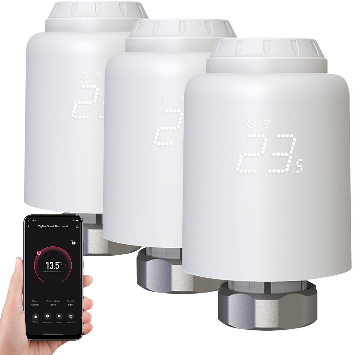 Dailygoods- Radiatorthermostaat Slimme Functies - Slimme Thermostaat - Digitale Thermostaat - Programmeerbare Thermostaat - Compatibel met Zigbee - Intelligente Temperatuurregeling