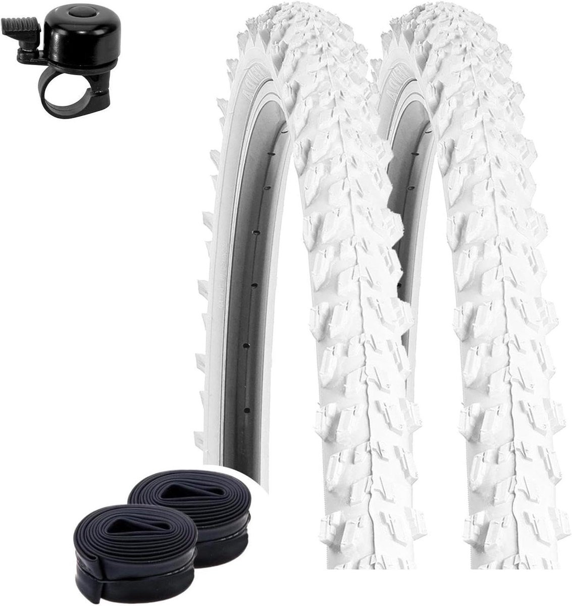 MTB Fietsbanden Set - Banden en Slangen - Terrein en Weg - Goede Grip - 26 inch - Wit