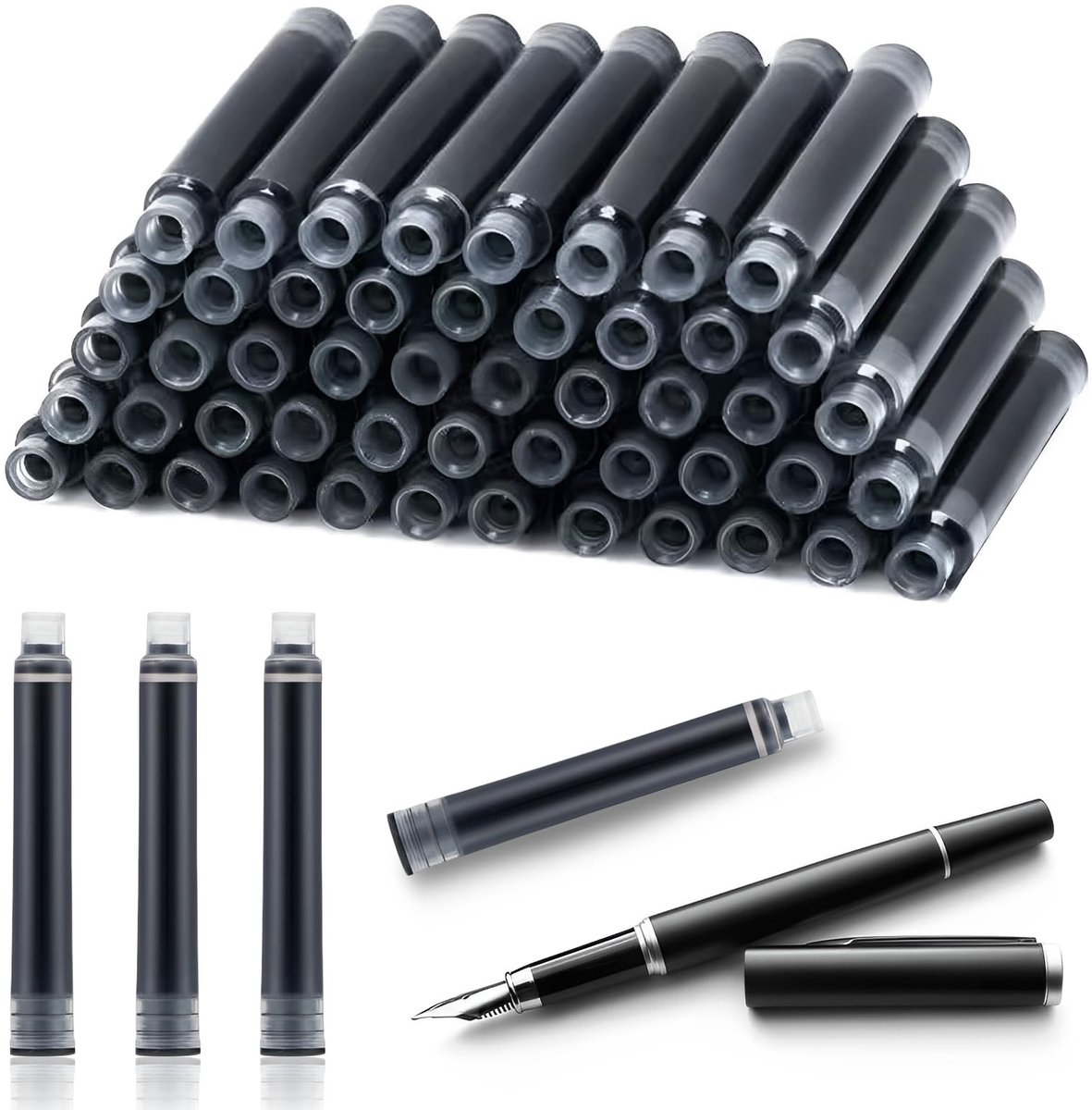 Dailygoods- Inktcartridges 30 Stuks - Pen Inktpatronen - Compatibel met Vulpennen - 3,4 mm Boring - Duurzame Inkt - Sneldrogend en Vlekbestendig
