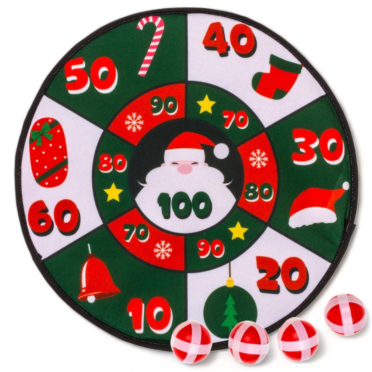 Dailygoods- Dartbord Ø 35 cm - Vilten Dartbord - Klittenbandballen - Veilig Spel - Elegant Design - Perfect voor Kerstmis - Familiespel