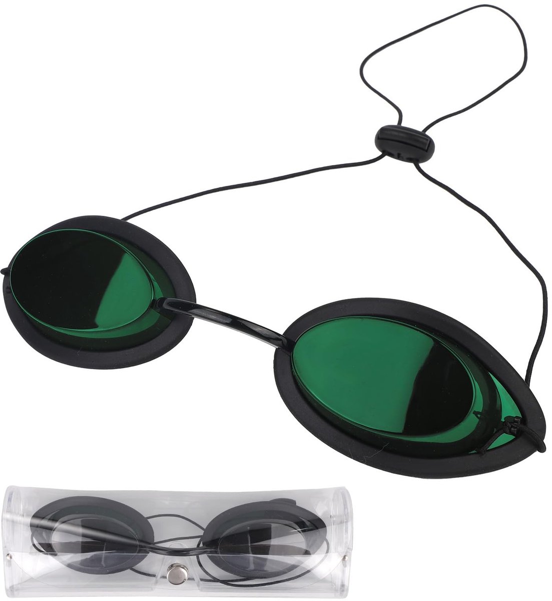 Dailygoods- Zonnebadbril IPL-Veiligheid - Anti-Condens - Oogbescherming - Zonnebankbril - Plastic - 14,5 cm lang - Inclusief opbergdoos - Zonnebril