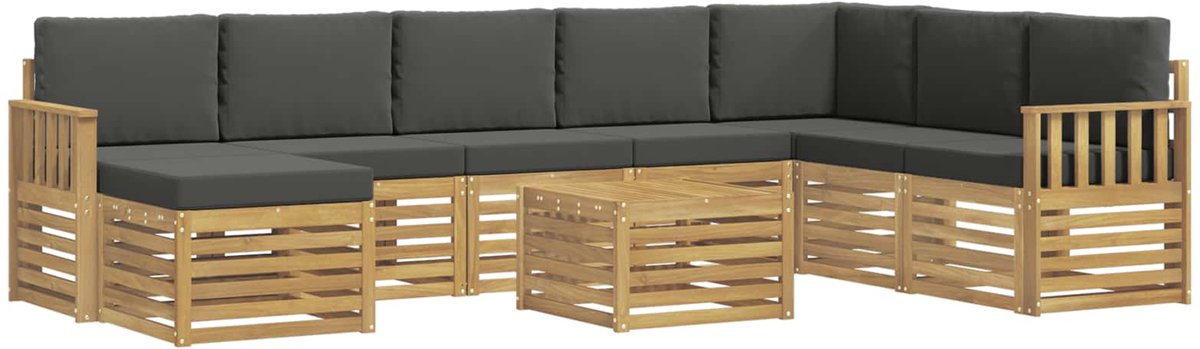 vidaXL Buiten - bank - set - 9 - st - 8-zits - Wit - en - antracietkleurig - Polyester Wit en antracietkleurig