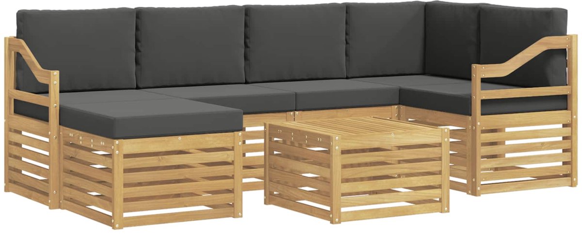vidaXL Buiten - bank - set - 7 - st - 5-zits - Wit - en - antracietkleurig - Polyester Wit en antracietkleurig