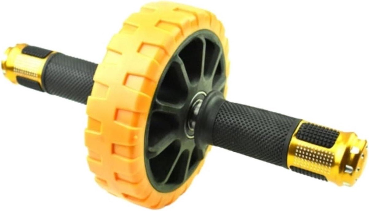 Buikwiel Buikroller - Buikspierroller Fitnesswiel - Core Training - Dubbele Antislipwielen - 1500 Gram - Oranje