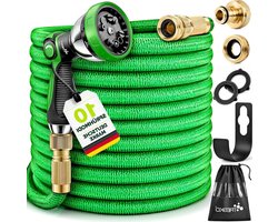 TRESKO® Flexible garden hose, flexible water hose with triple latex core, elastic flexiSchlauch, all couplings made of high-quality brass (Green, 45 m)