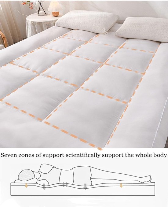 Opvouwbare Matras - Logeerbed Slaapmat - Comfortabel Slapen - 10cm Dikke Vulling - 120x200 cm - Wit Grijs — afbeelding 4