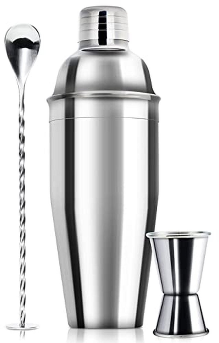 Cocktail Shaker Set - Mixer Bar Tool - Drankjes Maken - Lekvrij Ontwerp - 750 ml - Zilverkleurig