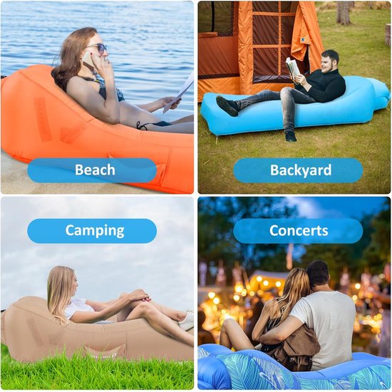 Waterdichte Opblaasbare Ligstoel met Zonwering - Luchtbank voor Strand, Camping en Tuin van Merkloos — afbeelding 5