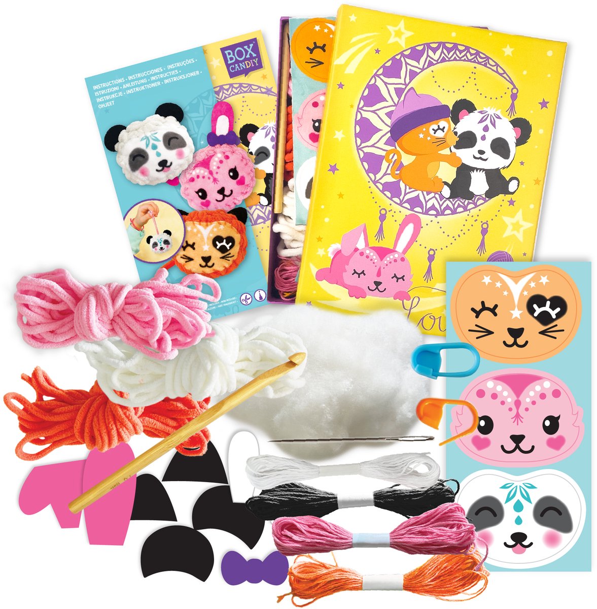 BOX CANDIY Maak Je Eigen Gehaakte Huisdieren – DIY Haakset voor Kinderen | Creëer 3 Schattige Knuffeldieren | Compleet Haakpakket met Gereedschap, Garen & Instructies | Creatief Cadeau vanaf 8 Jaar