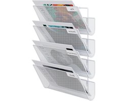 EasyPAG 3 vakken, metaal, net, A4, wandmap, kantoor, organizer, documenten, brieven, muur, tijdschriftenhouder, postvak, wit