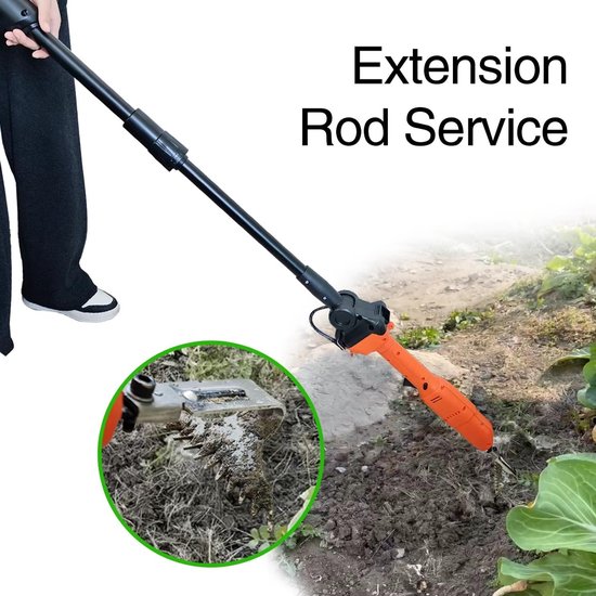 Draadloze Tuinfrees - Elektrische Frees - Bodem Bewerken - Telescopische Steel - 10 cm Werkbreedte - Rood — afbeelding 2