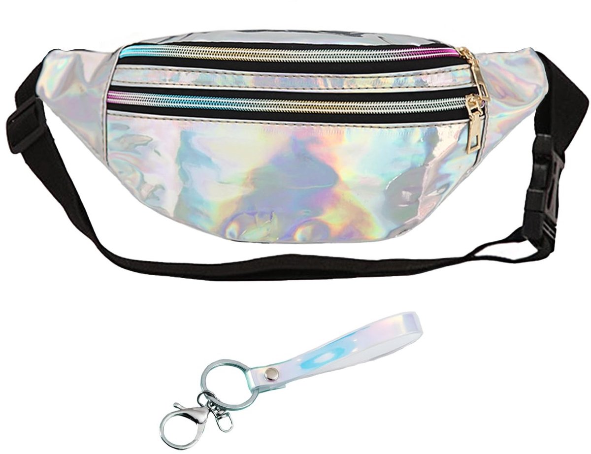 Dailygoods- Heuptas Waterdicht - Zilveren Heuptas - Buitensporten - Uniseks Tas - Lakleer/Polyester - Afmetingen 30 x 12 x 13 cm - Schoudertas