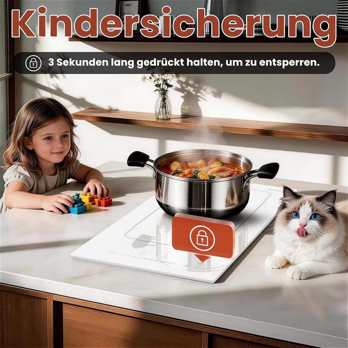 Inductiekookplaat - Kookplaat 2 platen - Snel Koken - Met Flexzone - 30 cm - Wit