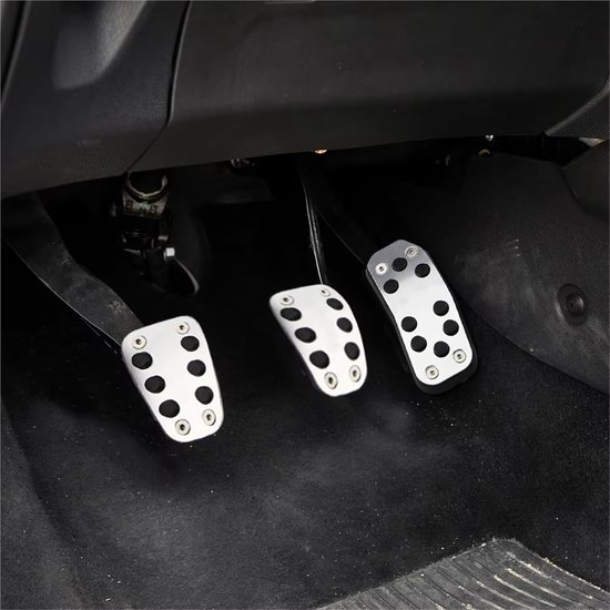 Auto Pedaal Covers - Gas Rem Pads - Verbeterde Grip - Antislip Oppervlak - MT met Rust - Zilver Zwart — afbeelding 2