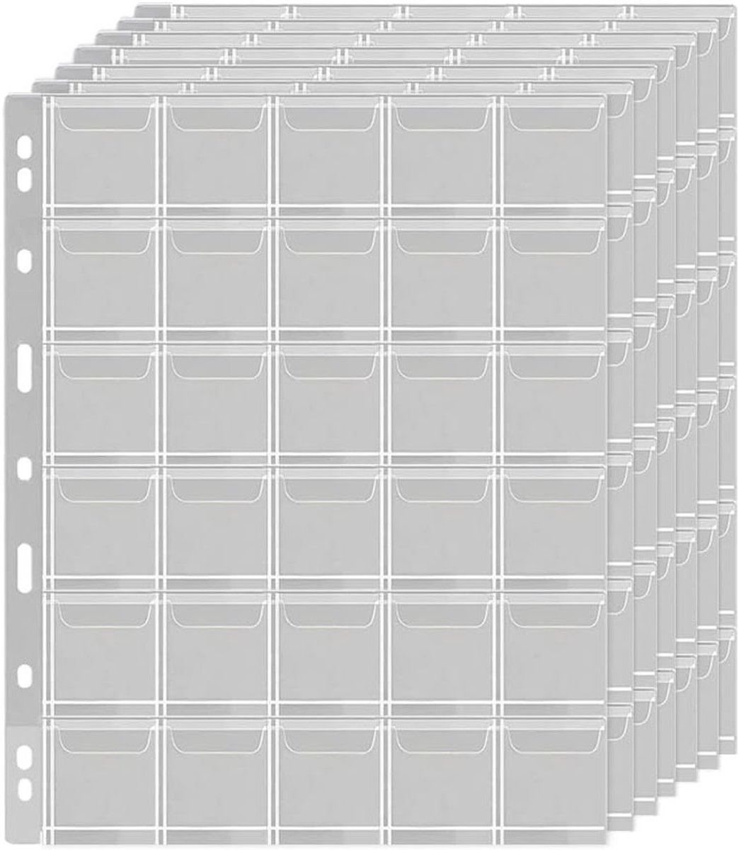 Coin Collectie Bladen - 420 Plastic Munthouders voor Munten - Opslag en Bescherming van Muntverzameling, 30 Tassen per Vel, Standaard 9-Holes, 14 Vellen