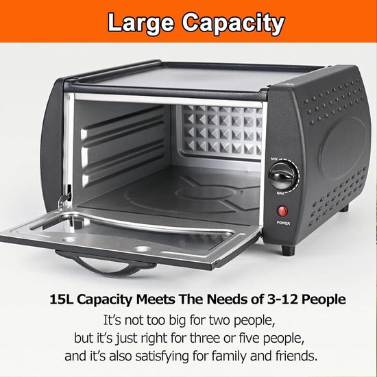 Elektrische Tandoor Oven - Pizza Maker Tandoori - Thuis Koken - Dubbele Pizza Bakplaat - 15L - Zwart — afbeelding 4
