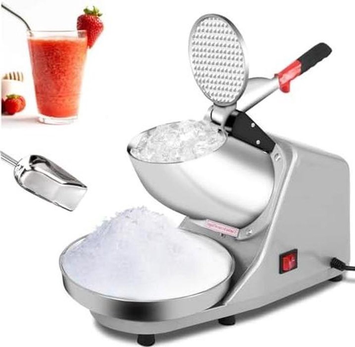 Elektrische IJscrusher - Schaafijsmachine IJsmachine - Cocktails Maken - Hoge Snelheid Motor - 65 kg/uur - Zilver