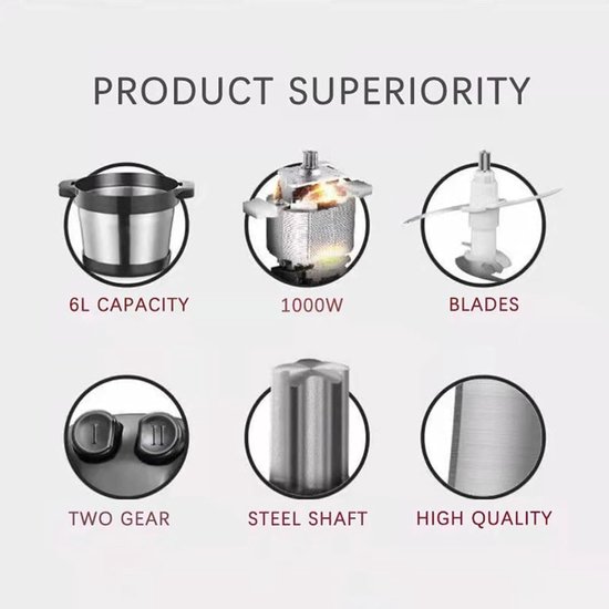 Keukenmachine - Fufu machine - Afrikaanse Gerechten Maken - Automatische Voedselverwerking - 6L - Zilver — afbeelding 4