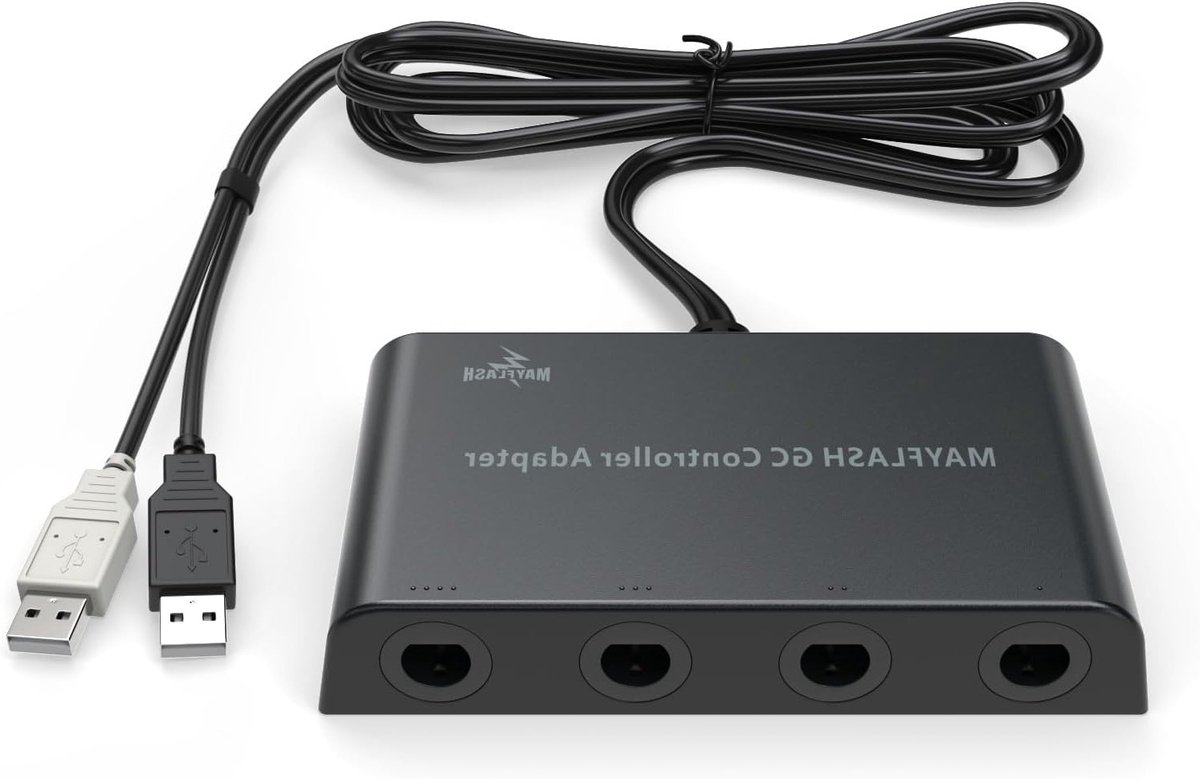 Gamecube Controller Adapter voor Wii U en PC USB met 4 poorten voor optimale gamingervaring