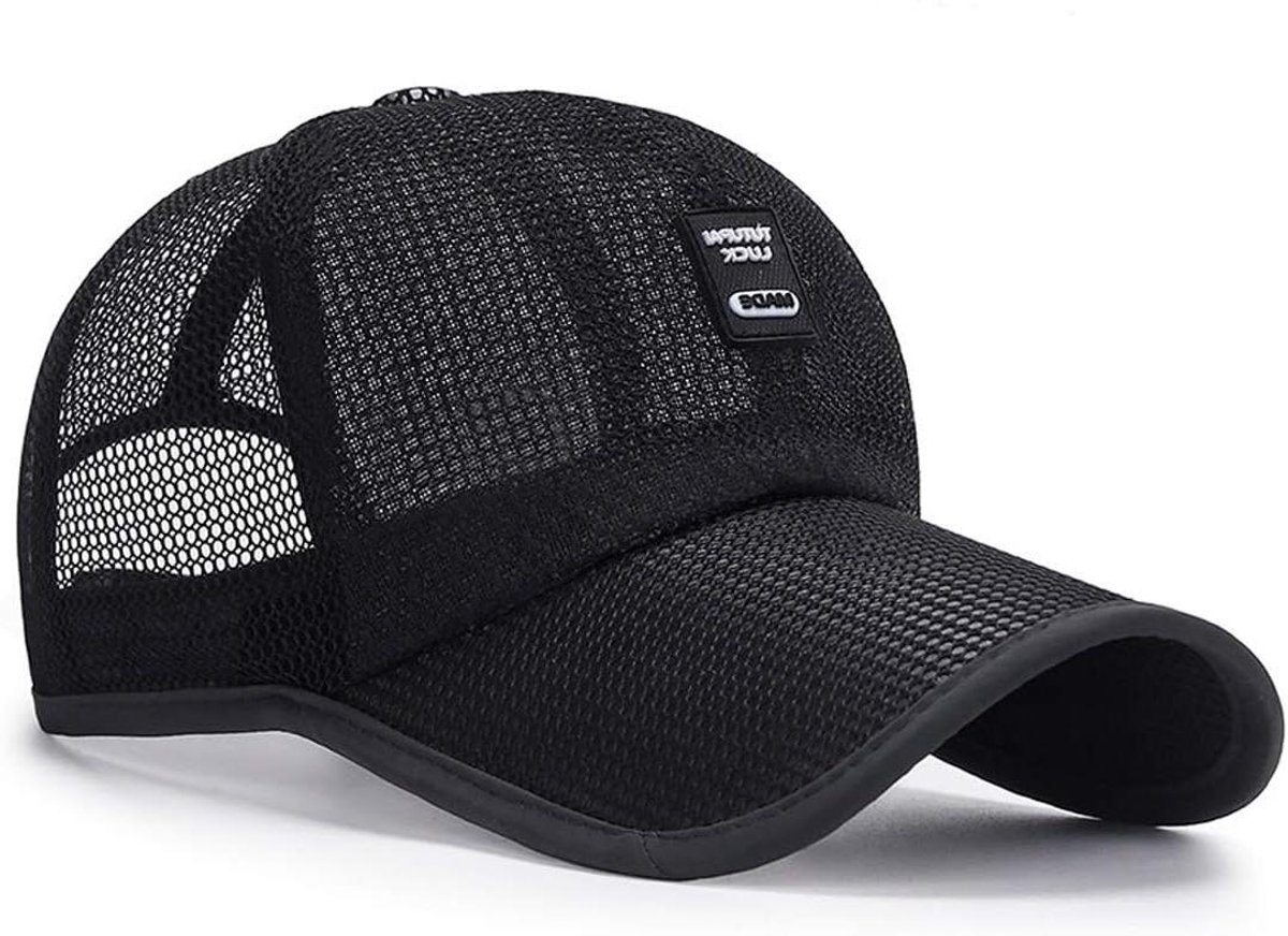 Baseball Cap - Pet Sport Cap - Outdoor Activiteiten - Ademend Mesh Materiaal - 55-60 cm hoofdomtrek - Zwart