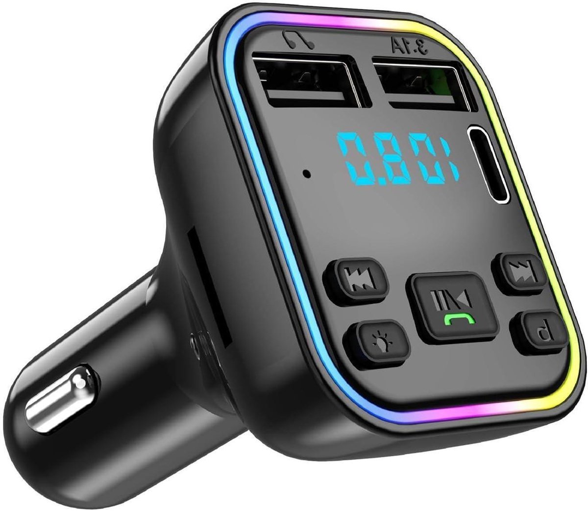 Draadloze FM-zender - Auto MP3 Adapter - Muziek Streamen - Dubbele USB Oplader - 11.3 cm - Zwart