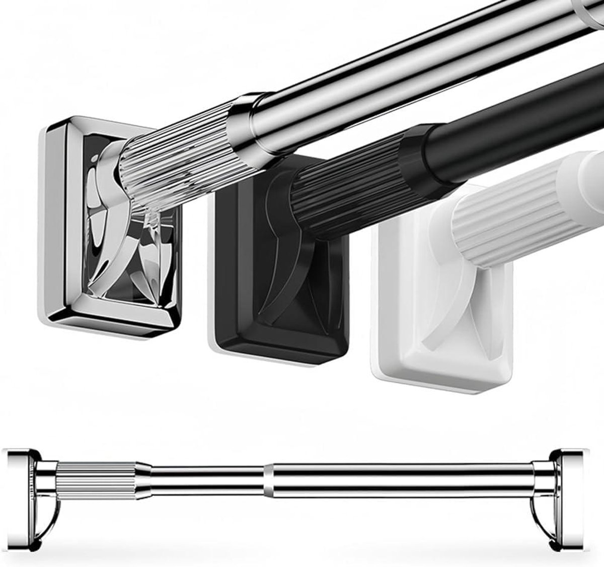 Douchegordijn Stang - Uitschuifbare Stang - Badkamer Inrichten - Geen Boren Nodig - 70-120 cm - Zilver