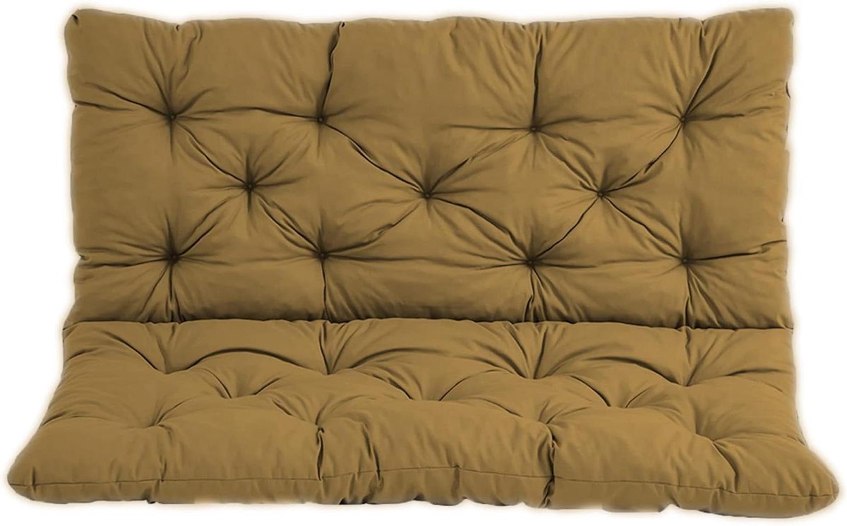 Veranda Schommelkussen - Bankkussen Vervanging - Buiten Zitten - Met Rugleuning - 100 x 100 x 8 cm - Kaki