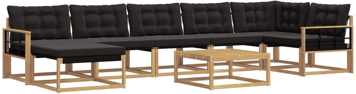 vidaXL Buiten - bank - set - 8 - st - 7-zits - Wit - en - zwart Wit en zwart