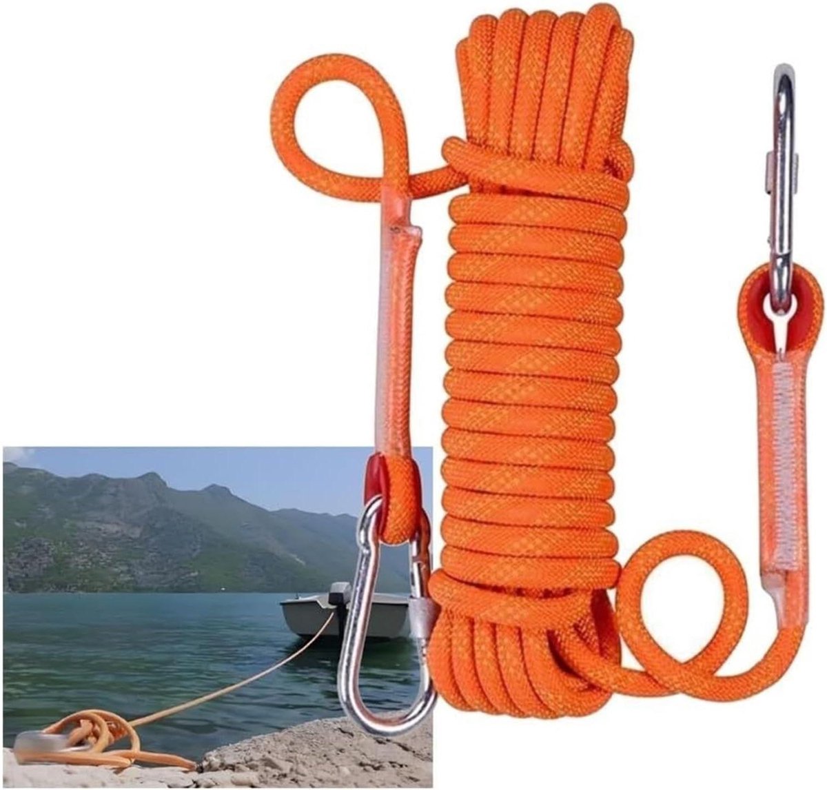 Gevlochten nylon touwen voor aanlegsteigers, 10-120m 10/12mm Dubbel Gevlochten Boottouw 5511 LBS for Anker Mooring Kajak Kano Schommel(10mm,15m)