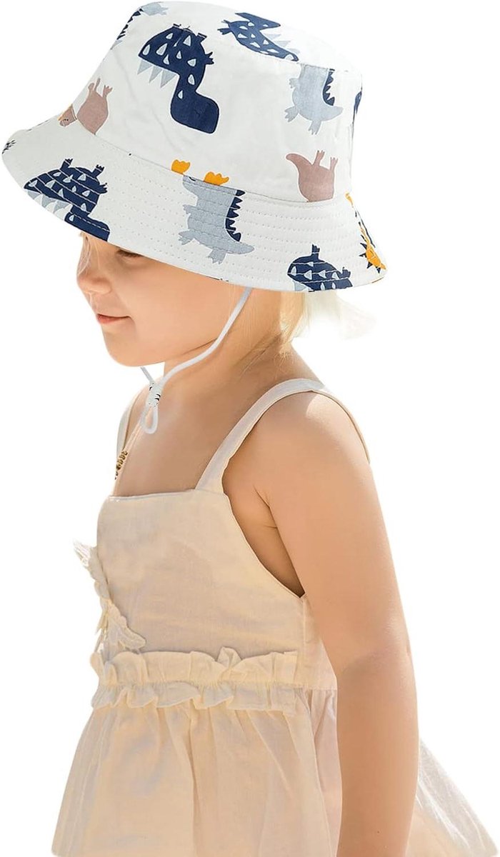 Kinder Zonnehoed - Zomerhoed Baby - Bescherming Tegen Zon - Verstelbare Kinband - 52-54 cm - Cartoon Print