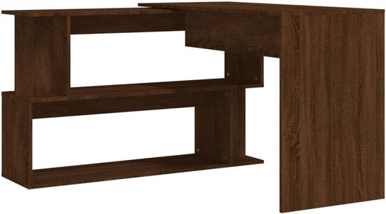 Gaming bureau - Hoektafel werktafel - Thuiswerken gamen - Draaibaar ontwerp - 200x50x76 cm - Bruin eiken — afbeelding 5