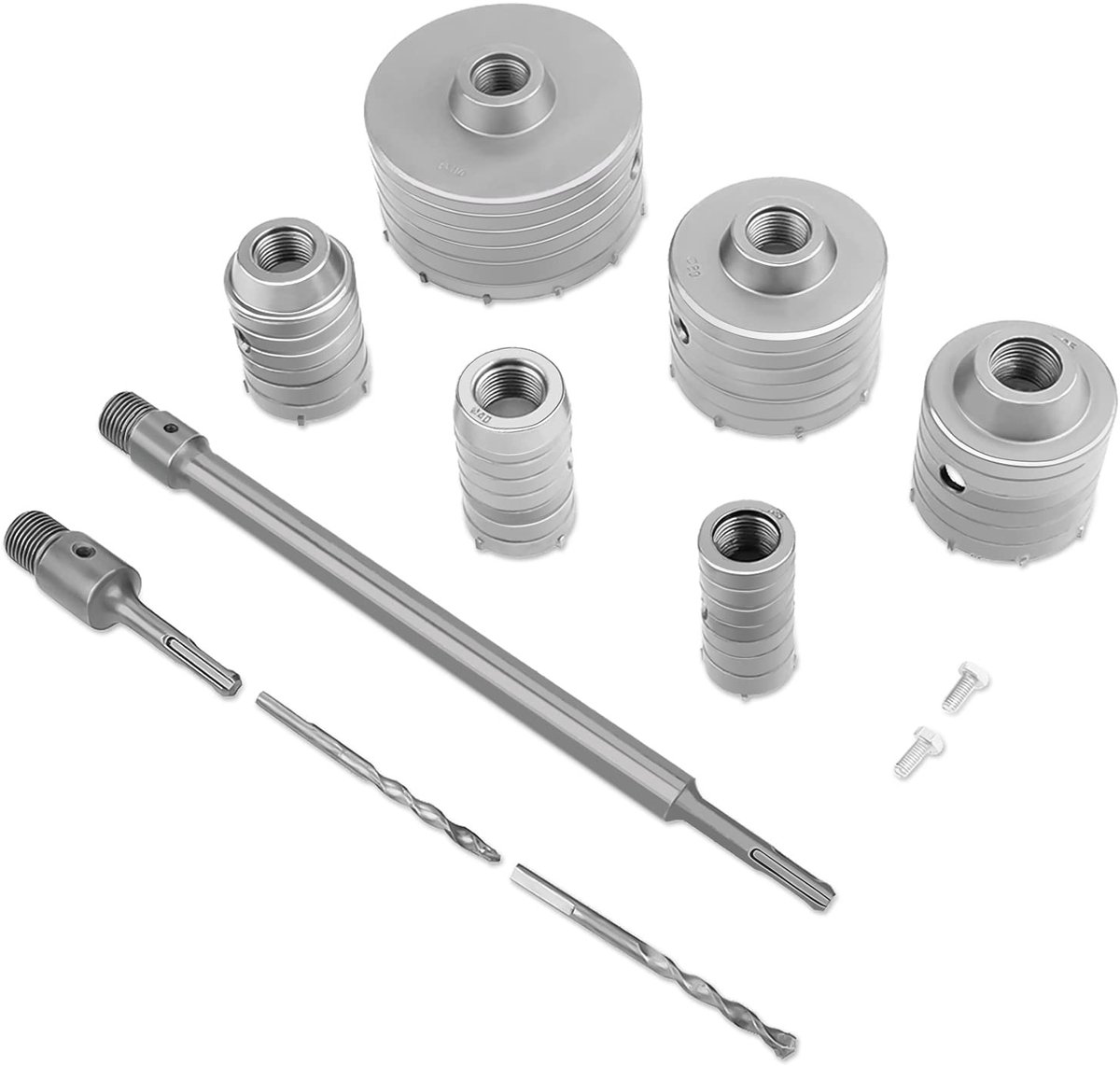 Dailygoody - OmGoods - Dailygoody - Betonboorkronenset - Gatenzagen - Duurzaam en robuust - 35 mm tot 110 mm - Holle boorkroon - Geschikt voor elektriciens - 4,07 kg